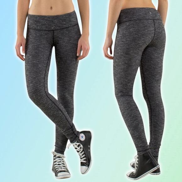 LULULEMON Wunder Under Pant Size 4 Coco Pique Black White / Black - Picture 1 of 11